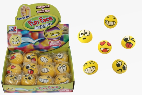 Stretch ball smiley 6 assorted (12)