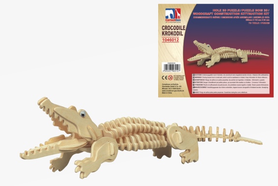 Krokodil 3D Holzbausatz Alligator Echse Wasser Unterwasser Steckpuzzle Tier Holz 
