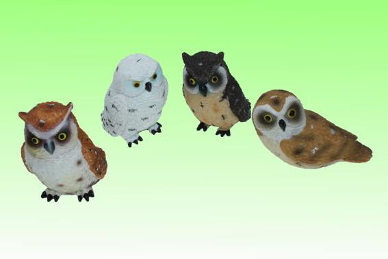 Poly owl 4 assorted h 5 to 6,5 cm (4)