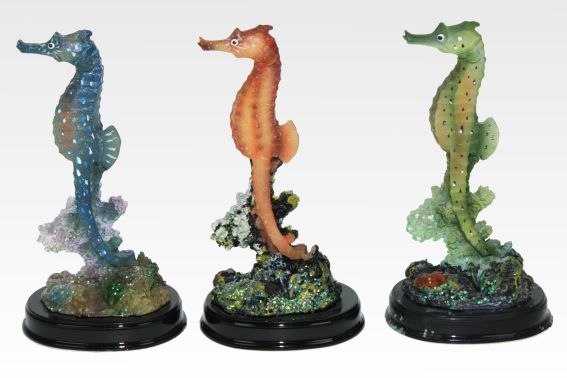 Poly seahorse 3 assorted h 10,5 cm (6)
