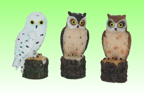 Poly owl 3 assorted height 8 cm (6)