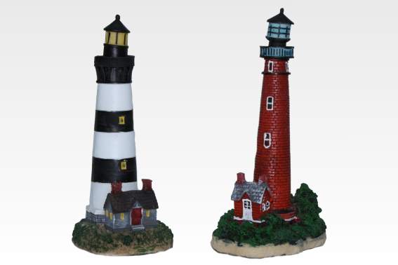 Poly lighthouse 2 assorted h 15 cm (6)