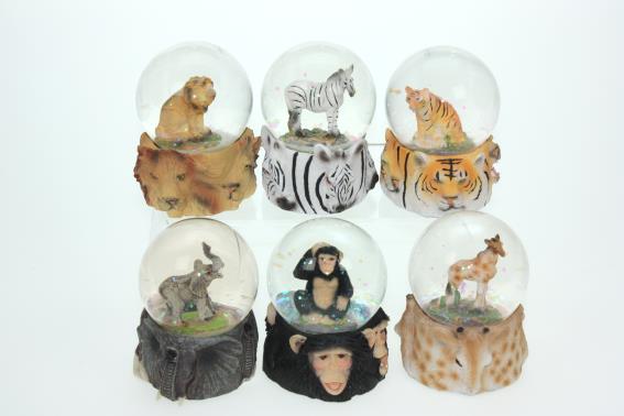 Glitzerkugel Zootier 6fach H 9 cm (6) Glitzerkugel Zootier 6fach H 9 cm (6)