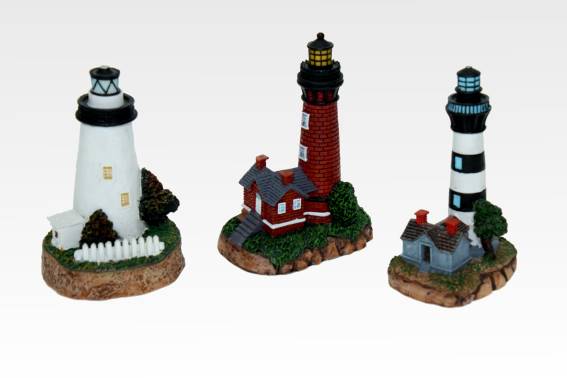 Poly lighthouse 3 assorted h 8 cm (6)