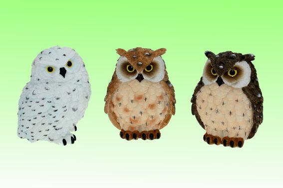 Poly owl 3 assorted height 10,5 cm (1)
