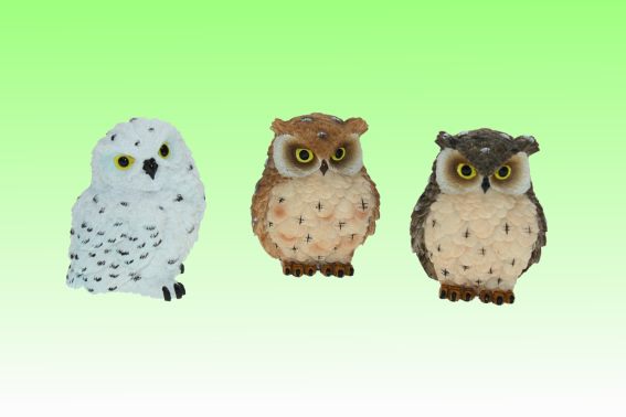 Poly owl 3 assorted height 5,5 cm (6)
