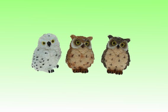 Poly owl 3 assorted height 3 cm (12)