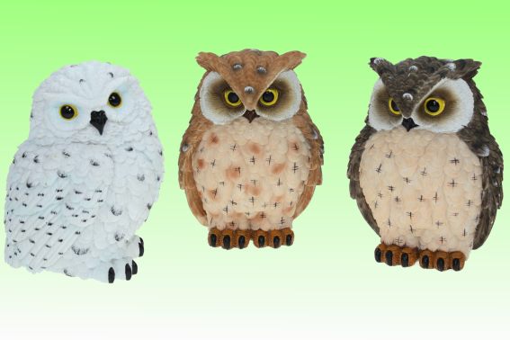 Poly owl 3 assorted height 15 cm (1)