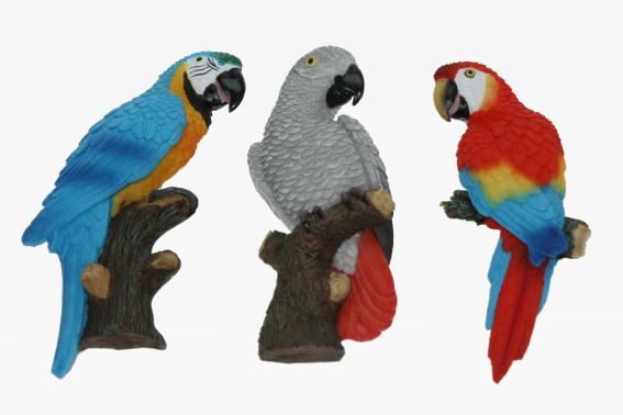 Poly magnet parrot 3 assorted (12)