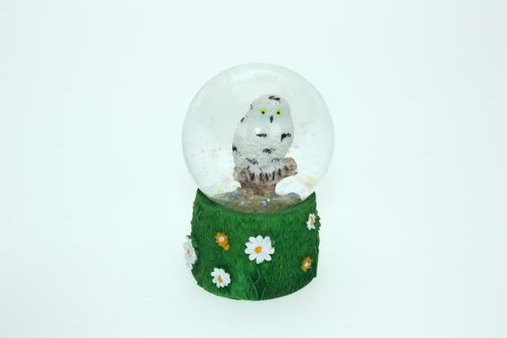 Glitter ball snowy owl height 6,5 cm (6)