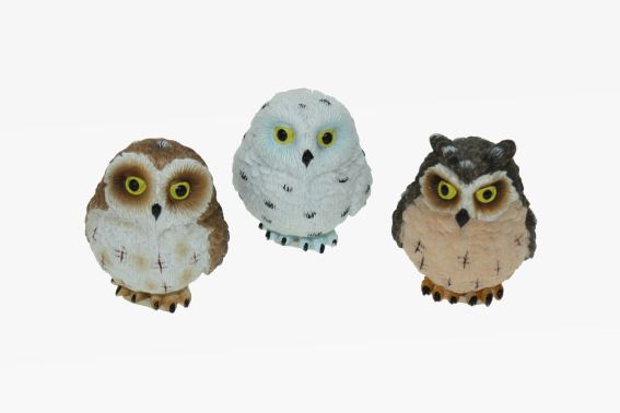 Poly owl 3 assorted height 4 cm (12)