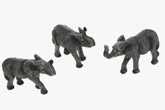 Poly elephant 3 assorted l 7 to 8 cm (6)