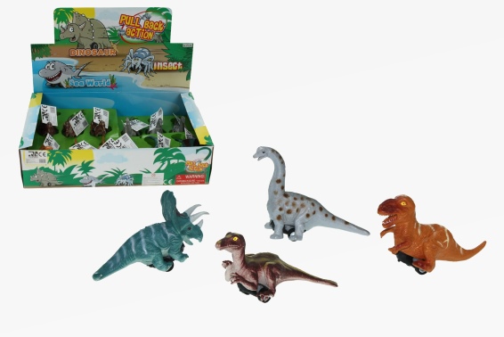 Pull back dinosaur 4 assorted (12)